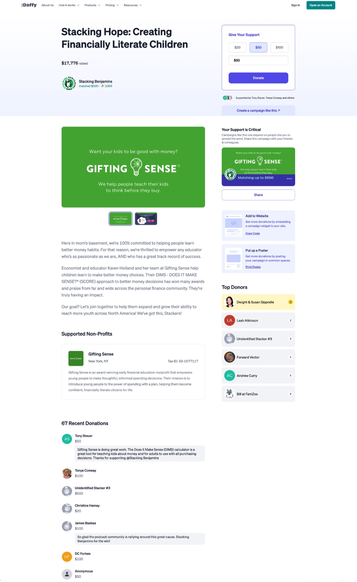 Stacking Hope campaign page